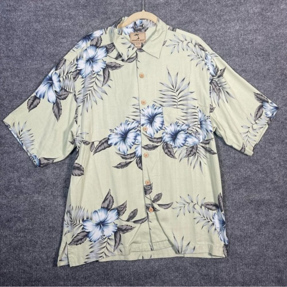 Jamaica Jaxx Mens‎ Large Floral Tropical Hawaiian Print Short Sleeve Button Down